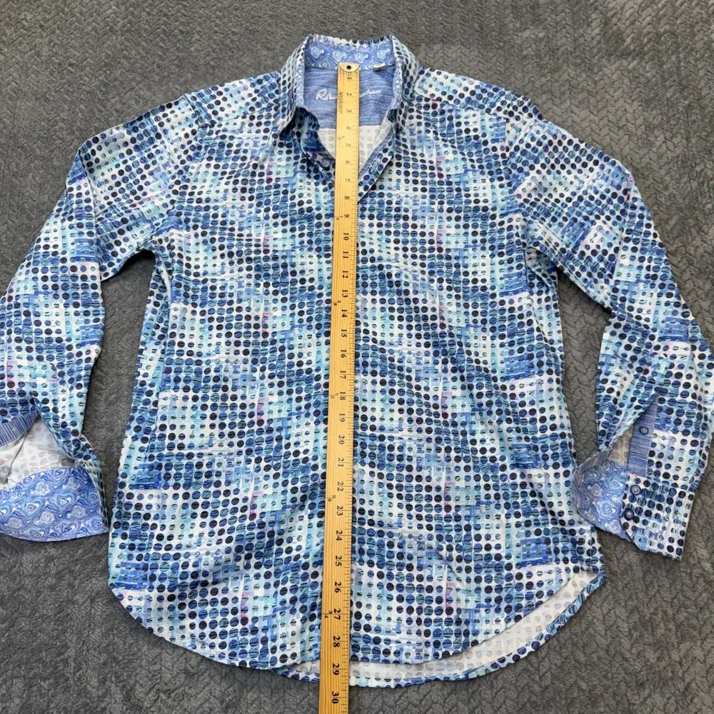 Robert Graham Shirt Mens S Classic Fit Blue Dot Cotton Long Sleeve Geometric